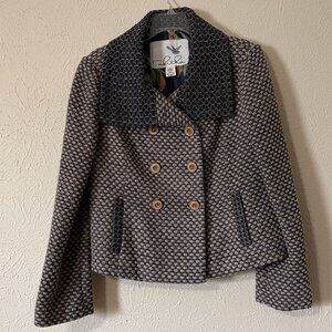 Tabitha Tan and Navy Tweed long sleeve waist length jacket, Size L